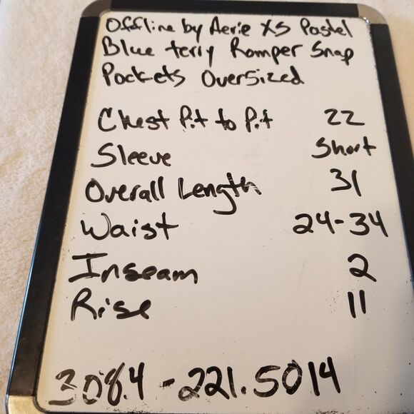 OFFLINE by Aerie XS Romper Light Blue Terry Snap Button-Up Collared  Cover Up - Picture 12 of 12